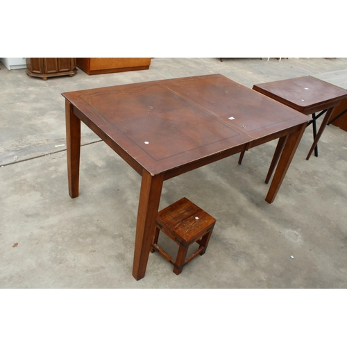 2937 - A LATE 20TH CENTURY DINING TABLE AND AN INDONESIAN WOOD STOOL