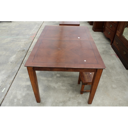 2937 - A LATE 20TH CENTURY DINING TABLE AND AN INDONESIAN WOOD STOOL