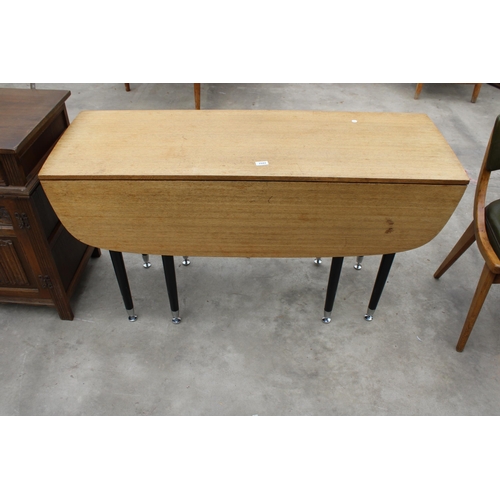 2944 - A RETRO TEAK DROP-LEAF DINING TABLE, 52