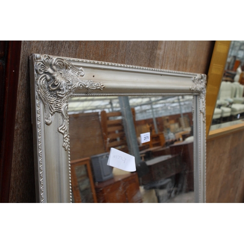 2975 - A MODERN SILVER GILT FRAMED WALL MIRROR, 63