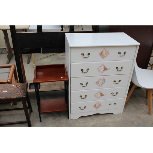 3011 - A MODERN WHITE CHEST OF FIVE DRAWERS, 28