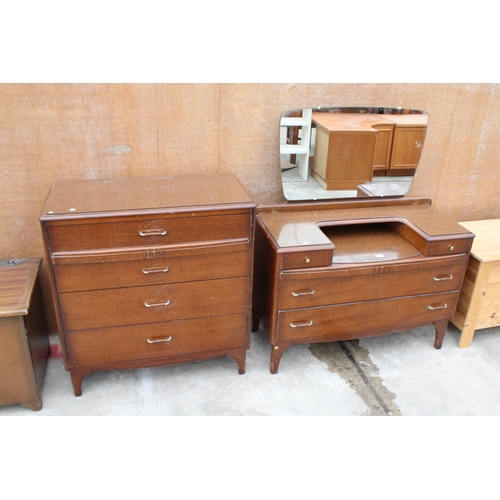 3031 - A RETRO LEBUS OAK CHEST OF FOUR DRAWERS, 31