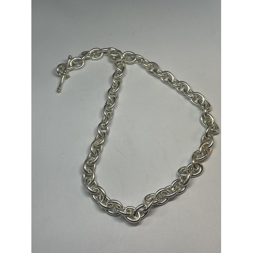 545 - A SILVER T BAR NECK CHAIN LENGTH 18