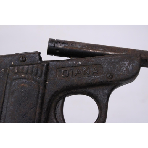 451 - A PRE-WAR GERMAN DIANA FIRST MODEL .177 CALIBRE TIN PLATE AIR PISTOL 14.5CM BARREL, LENGTH 20CM (A/F... 