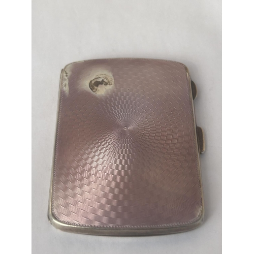 519 - A GEORGE V HALLMARKED SILVER AND GUILLOCHE ENAMELED CIGARETTE CASE, BY HENRY MATTHEWS BIRMINGHAM 192... 