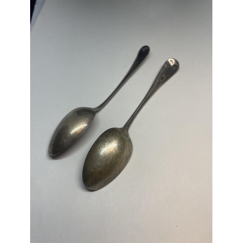 92 - TWO HALLMARKED SHEFFIELD SILVER SPOONS GROSS WEIGHT 47.4 GRAMS