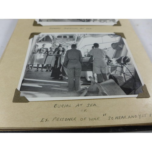 320A - A WORLD WAR II PHOTOGRAPH ALBUM CONTAINING PHOTOGRAPHS OF THE JAPANESE SIGNING OF THE INSTRUMENT OF ... 