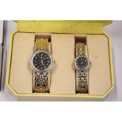 108 - A COUPLES AKASHI WATCH SET TOGETHER WITH PAIR OF CUFFLINKS