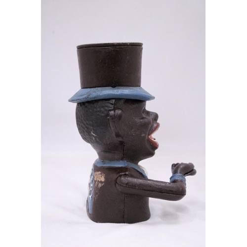 109 - A VINTAGE CAST IRON AFRICAN AMERICAN IN TOP HAT