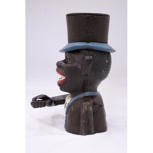 109 - A VINTAGE CAST IRON AFRICAN AMERICAN IN TOP HAT