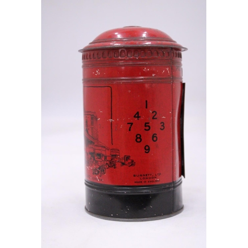 112 - A 1950'S TIN PLATE BANK OF ENGLAND POST BOX - MONEY TIN