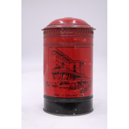 112 - A 1950'S TIN PLATE BANK OF ENGLAND POST BOX - MONEY TIN