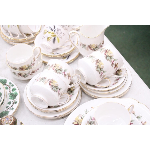 118 - A QUANTITY OF CHINA TEAWARE TO INCLUDE ROYAL STANDARD AND COLCLOUGH - CUPS, SAUCERS, SIDE PLATES, CR... 