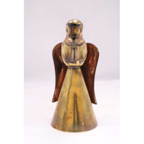 151 - A VINTAGE COPPER AND BRASS ANGEL CANDLE HOLDER - APPROXIMATELY 24CM