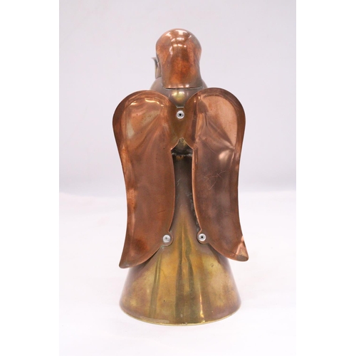 151 - A VINTAGE COPPER AND BRASS ANGEL CANDLE HOLDER - APPROXIMATELY 24CM