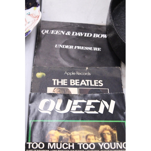 154 - FIVE VINYL RECORDS TO INCLUDE QUEEN, THE BEATLES AND THE SPECIALS, ETC