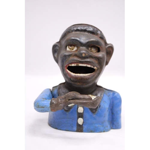 176 - A VINTAGE CAST IRON AFRICAN AMERICAN MECHANICAL BANK