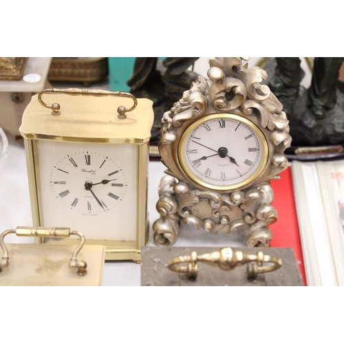 197 - SIX MANTLE CLOCKS TO INCLUDE FIVE CARRIAGE CLOCKS