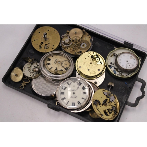 240 - A QUANTITY OF WATCH PARTS IN CASE