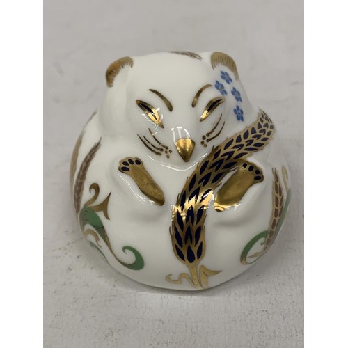 741 - A ROYAL CROWN DERBY DORMOUSE WITH GOLD STOPPER