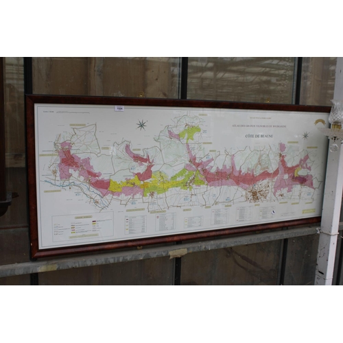 1524 - A WALNUT FRAMED MAP OF COTE DE BEAUNE