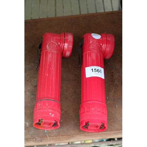 1560 - A PAIR OF RED PLASTIC 'POST OFFICE' TORCHES