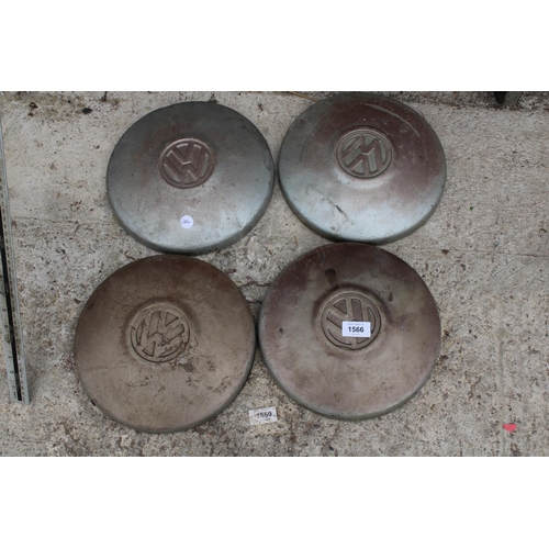 1566 - A SET OF FOUR VINTAGE VW HUB CAPS