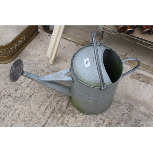 1567 - A VINTAGE GALVANISED WATERING CAN