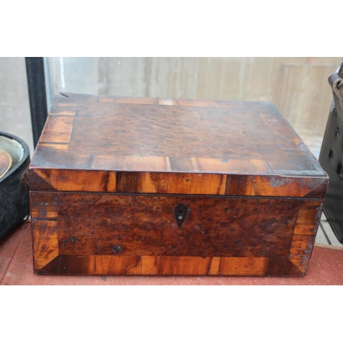 1594 - TWO VINTAGE WOODEN WRITING BOXES