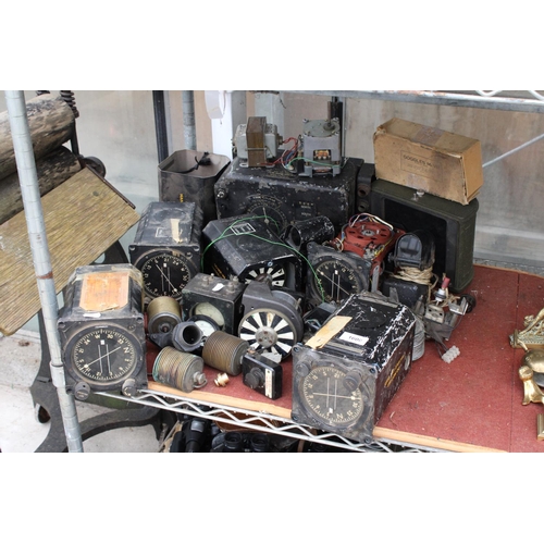 1600 - A LARGE ASSORTMENT OF VINTAGE BELIEVED MILITARY ISSUED AREOPLANE PARTS TO INCLUDE VOLT METERS AND CO... 