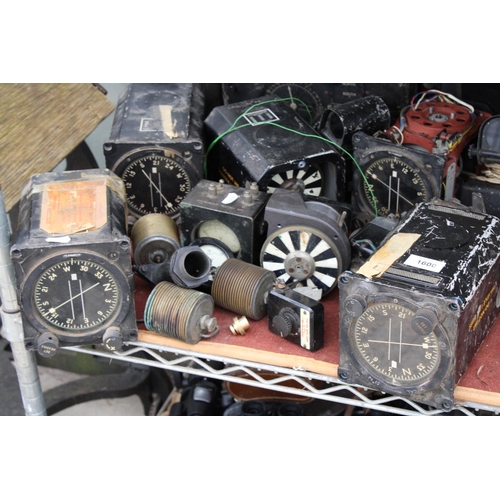 1600 - A LARGE ASSORTMENT OF VINTAGE BELIEVED MILITARY ISSUED AREOPLANE PARTS TO INCLUDE VOLT METERS AND CO... 