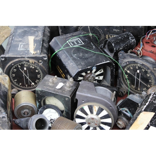 1600 - A LARGE ASSORTMENT OF VINTAGE BELIEVED MILITARY ISSUED AREOPLANE PARTS TO INCLUDE VOLT METERS AND CO... 