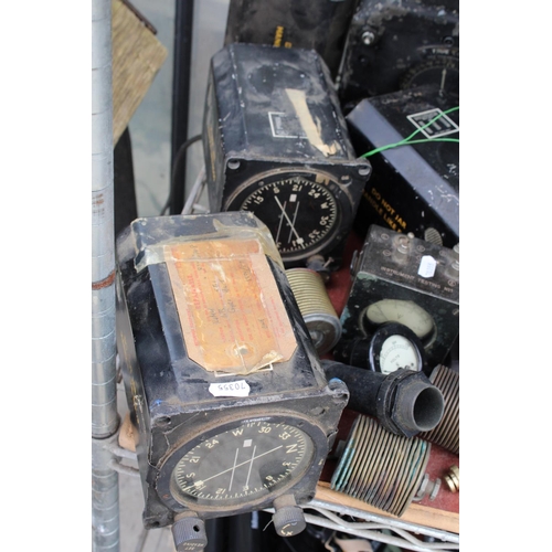 1600 - A LARGE ASSORTMENT OF VINTAGE BELIEVED MILITARY ISSUED AREOPLANE PARTS TO INCLUDE VOLT METERS AND CO... 