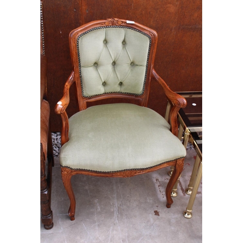 2509 - A CONTINENTAL STYLE OPEN ARM CHAIR