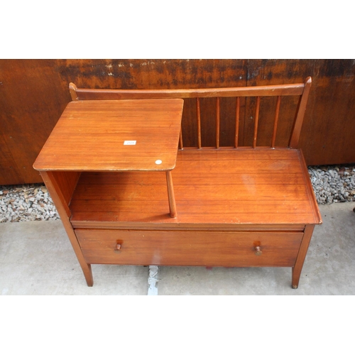 2524 - A RETRO TEAK TELEPHONE TABLE/SEAT