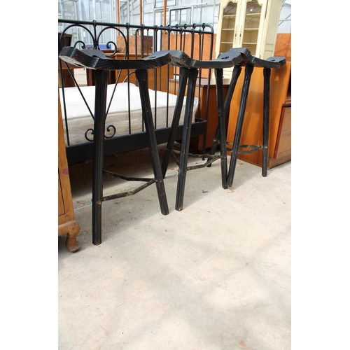 2530 - A SET OF 3 MARBELLA STYLE TALL STOOLS