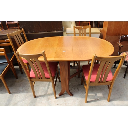 2539 - A RETRO TEAK GATE-LEG DINING TABLE AND 4 CHAIRS, 63