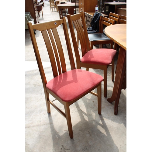 2539 - A RETRO TEAK GATE-LEG DINING TABLE AND 4 CHAIRS, 63