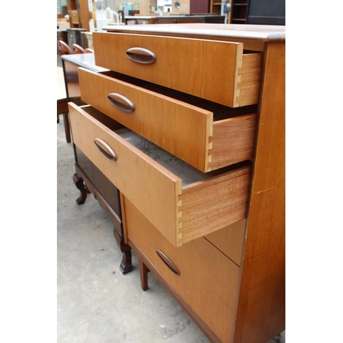 2542 - A RETRO TEAK CHEST OF 6 GRADUATED DRAWERS, 30