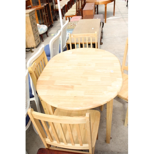 2548 - A MODERN EXTENDING KITCHEN TABLE WITH WOODBLOCK TOP AND 4 CHAIRS