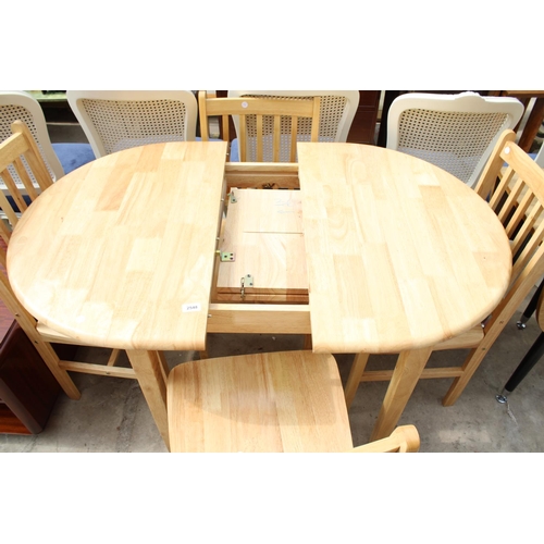 2548 - A MODERN EXTENDING KITCHEN TABLE WITH WOODBLOCK TOP AND 4 CHAIRS