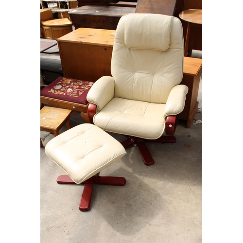 2560 - A MODERN RELAXATEEZE SWIVEL RECLINER WITH STOOL