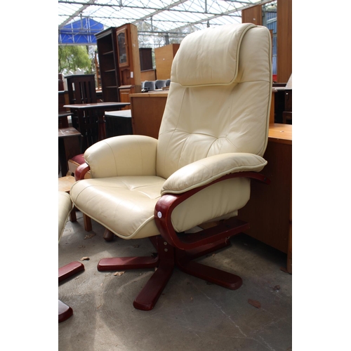 2560 - A MODERN RELAXATEEZE SWIVEL RECLINER WITH STOOL