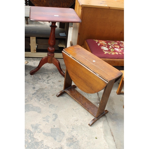 2562 - A VICTORIAN TRIPOD TABLE AND SMALL OAK DROP-LEAF TABLE