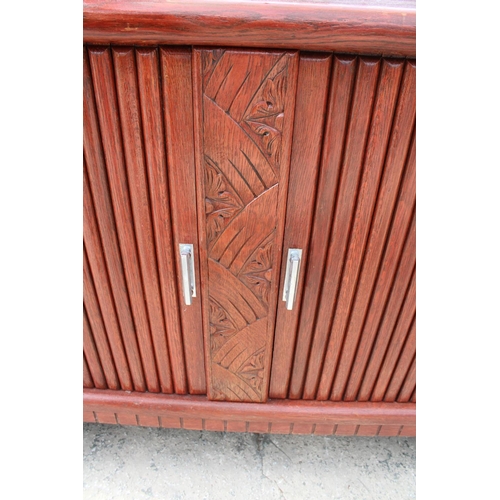 2565 - A MID 20TH CENTURY OAK SIDEBOARD WITH TAMBOUR DOORS, 54