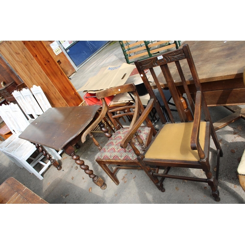 2579 - A COUNTRY ELM CARVER CHAIR AND OAK CARVER CHAIR