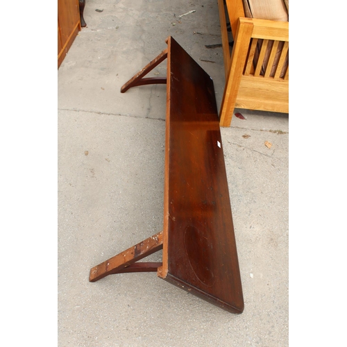 2726 - A LARGE MAHOGANY WALL SHELF, 60