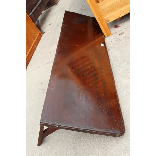 2726 - A LARGE MAHOGANY WALL SHELF, 60