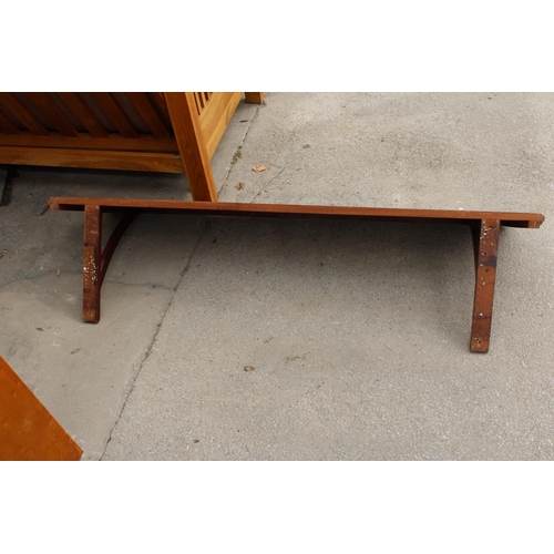 2726 - A LARGE MAHOGANY WALL SHELF, 60