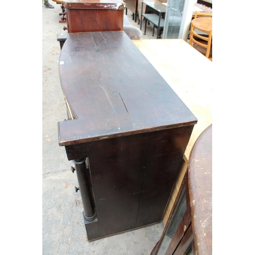 2728 - A VICTORIAN MAHOGANY BOW-FRONTED CHEST OF 2 SHORT, 3 LONG AND 2 SECRET FRIEZE DRAWERS, 49